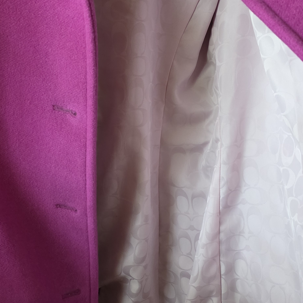 Coach Angora Wool Fuschia Coat Size L - Picture 10 of 13